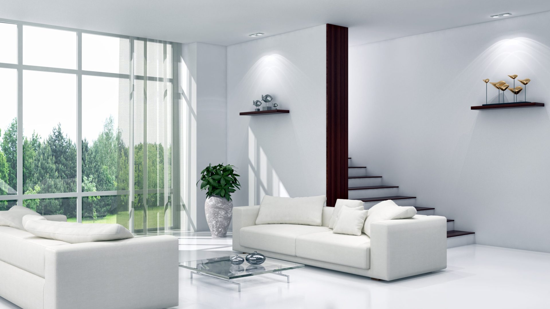 modern bright interiors 3d rendering illustration scaled